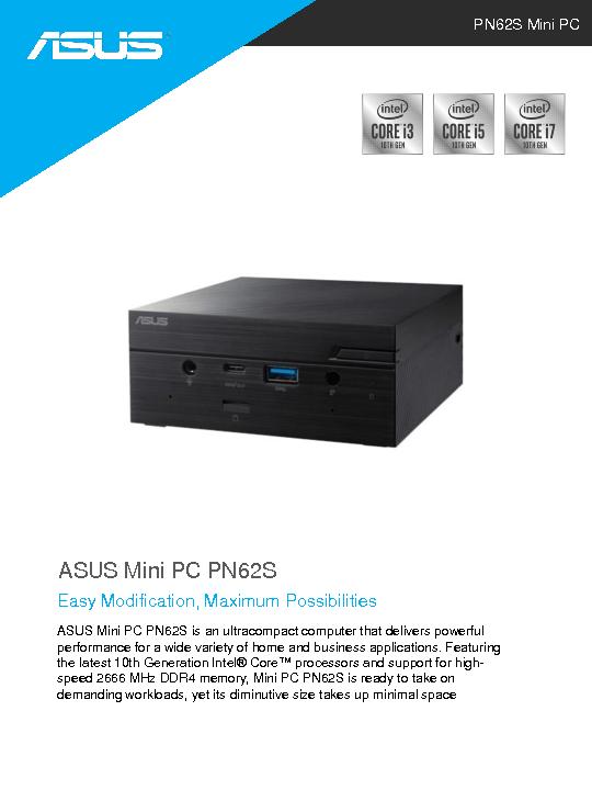 ASUS PN625 Mini PC Datasheet