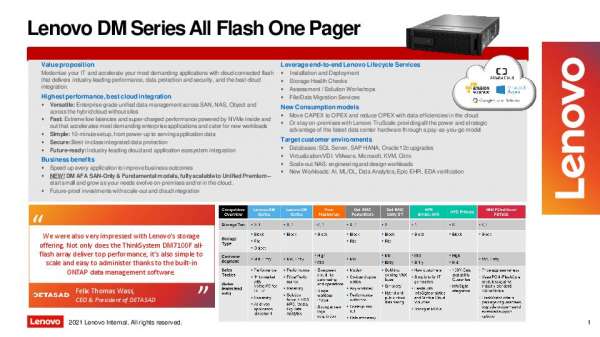 Lenovo DM Series All Flash One Pager
