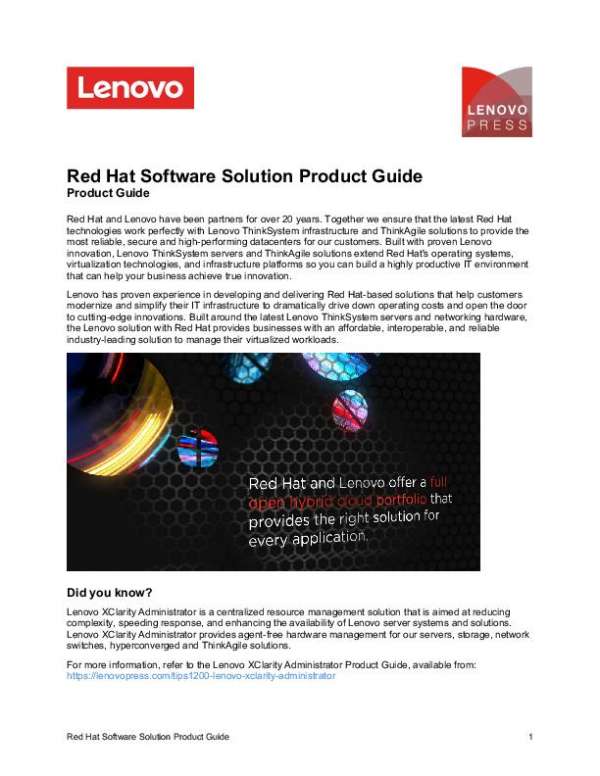 Red Hat Software Solution Product Guide