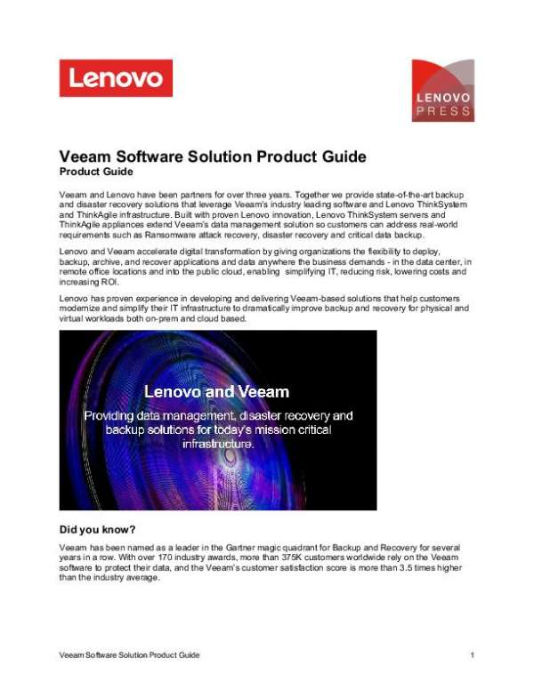 Veeam Software Solution Product Guide