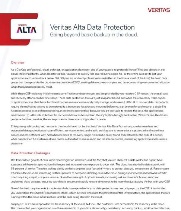 Veritas Alta Data Protection