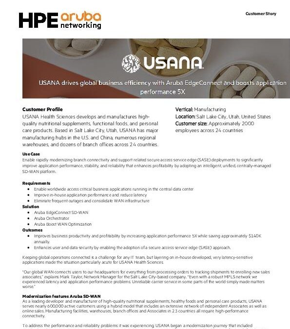 Usana HPE Aruba Networking SASE Case Study