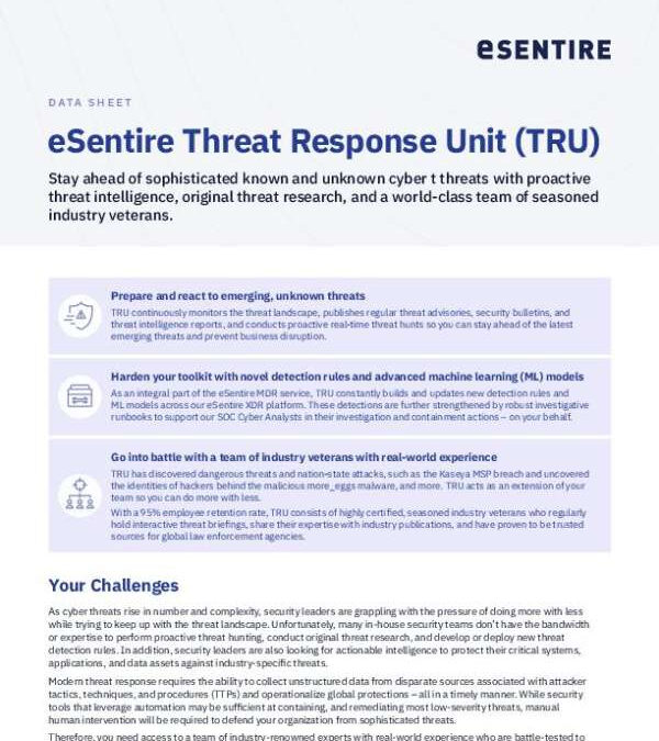 eSentire Threat Response Unit (TRU)