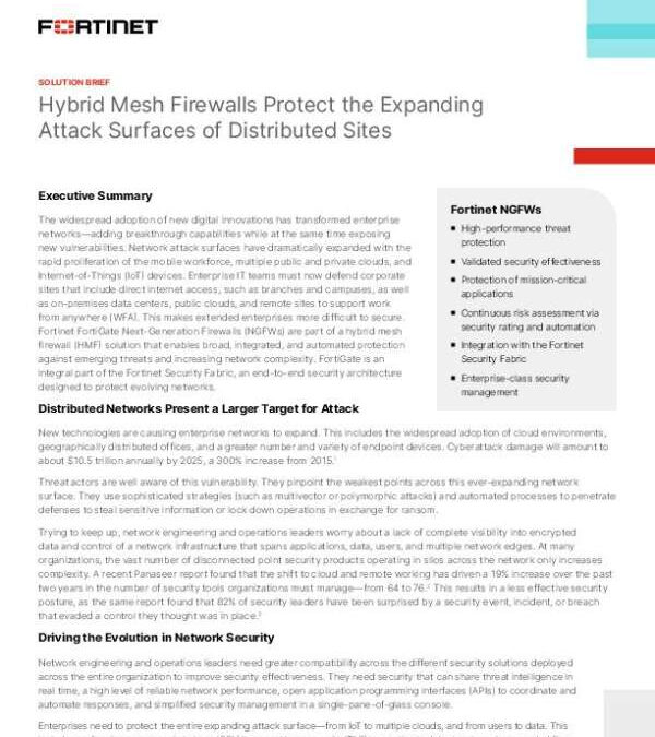 Hybrid Mesh Firewalls Protect the Expanding Attack Surface of Distributed Sites