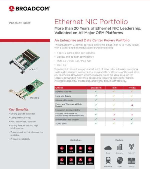 Broadcom Ethernet NIC Portfolio Product Brief